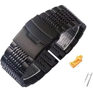 18 20 22 24mm Roestvrij Stalen Horloge Band for Samsung for Galaxy Horloge 5 40mm 44MM 4 3 41 45mm Bandjes for Huawei for GT3 for Seiko Armband (Color : Black and tool, Size : 24mm)