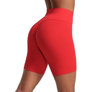 CRZ YOGA Dames Butterlift High Waist Scrunch Butt Biker Shorts 4/6 Inch - Geen Naad Voorkant Workout Yoga Gym Booty Shorts Diep rood S