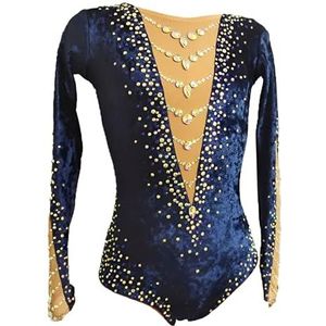 Ritmische Gymnastiekpakje For Meisjes, Ronde Hals Wedstrijdritmische Gymnastiekpakje Met Kristal(4XL)