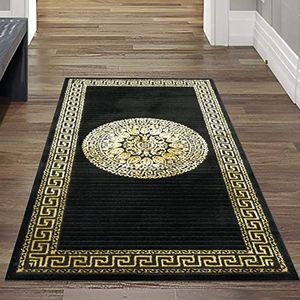 Teppich-Traum Tapijt modern designer tapijt meander patroon in zwart goud maat 80x150 cm