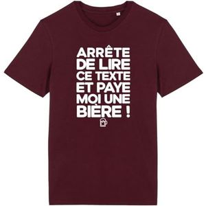T-shirt Paye Moi Un Bier, voor heren, bedrukt in Frankrijk, 100% biologisch katoen, verjaardagscadeau, Apéro Humor, origineel grappig, Bordeaux, XL
