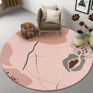 TSMBIKE Moderne grote ronde vloerkleden voor de woonkamer, anti-slip zachte cirkel abstract wasbaar tapijt voor slaapkamer kinderkamer, 200cm, 120cm (Color : H, Size : 100CM)