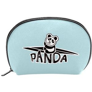 Leuke Panda Make-up Tas, Kleine Reizen Cosmetische Tas, Toilettas Organizer Pouch met Ritssluiting, Halve cirkel Shell Cosmetische Pouch voor Meisjes Vrouwen, Veelkleurig #04, 19x5.5x13cm/7.5x2.2x5in