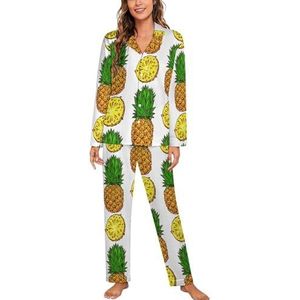 Rijpe Ananas Lange Mouw Pyjama Sets Voor Vrouwen Klassieke Nachtkleding Nachtkleding Zachte Pjs Lounge Sets