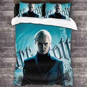 NICHIYOBI Draco Malfoy Dekbedovertrek-beddengoedset, dekbedovertrek en kussensloop, microvezel, 3D digitale print, driedelig beddengoed (1, Single 135 x 200 cm)