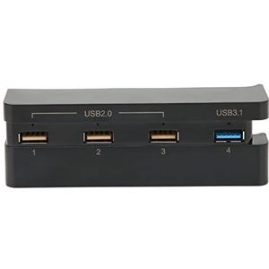 BROLEO USB-hub, USB-verlengkabel met LED-display, plug and play, 4 aansluitingen, voor Slim gameconsole