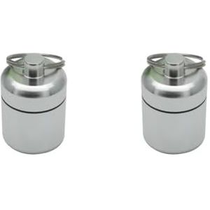 2 Set Mini Pillen Doos Aluminiumlegering Sleutelhanger Fles Backpacken Persoonlijke Tabletten Volwassenen Kinderen Ouderen Waterdichte Verzegelde Container Zilver
