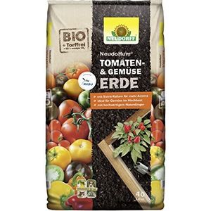 Neudorff NeudoHum Tomaten- en groenteaarde – turfvrije biologische aarde met extra kalium voor aromatische groenten in bloembed en bak, voorbemest, 40 liter