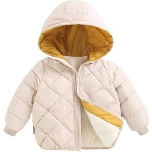 Kinderdonsjack Ultrazachte geïsoleerde jassen Kinderen Warme winterkleding Jongens Meisjes Lichtgewicht gewatteerde bovenkleding Winddichte capuchon Winterjassen Jas for jongens en meisjes(Beige,6T)