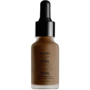 NYX Professional Makeup Total Control Drop Foundation, nauwkeurige dosering, opbouwbare dekking, langdurig, veganistische formule, matte afwerking, kleur: diep espresso