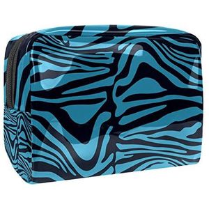 Make-uptas PVC toilettas met ritssluiting waterdichte cosmetische tas met blauwe Zebra print voor dames en meisjes