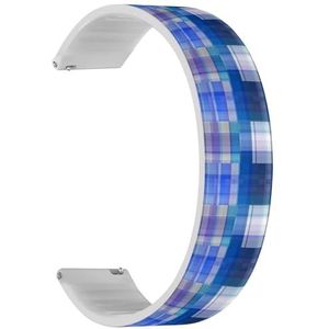 RYANUKA Solo Loop band compatibel met Ticwatch E3, C2 / C2+ (Onyx en platina), GTH/GTH Pro (blauwe geruite 2) quick-release 20 mm rekbare siliconen band band accessoire, Siliconen, Geen edelsteen
