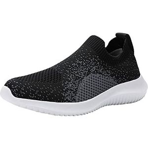 Loopschoenen voor dames, dames sporttrainers, wandelschoenen dames, platte zool, vrijetijdsschoenen, Kint mesh ademende lichtgewicht schoenen dames mode comfortabele schoenen dames instappers, Zwart,