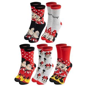 United Labels 5 paar Disney Minnie & Mickey Mouse sokken voor dames, rood, 38-43, damessokken, damessokken, Meerkleurig, 38-43 EU