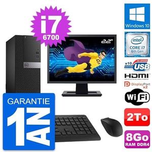 Dell PC Tower 5050 display, 22 inch, Core i7-6700 RAM, 8 GB, 2 TB, HDMI, Windows 10, wifi (gereviseerd)