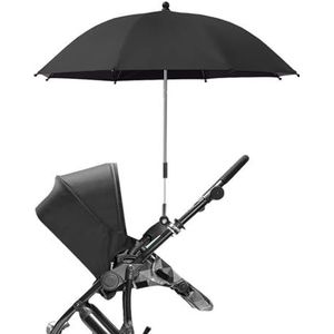 Stoelparaplu met Klem, 32 Inch Draagbare Buitenstrandstoelparaplu, Zonbescherming Regendichte Clip-on Parasol voor Campingstoel Rolstoelen Kinderwagens Golfkarretjes(Zwart)