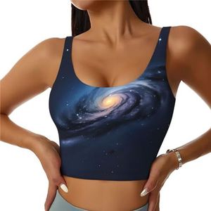 Universe Melkweg Galaxy Print Comfortabel Vrouwen Sport Vest Yoga Workout Vest voor Vrouwen Lichtgewicht Zomer, Zwart, S