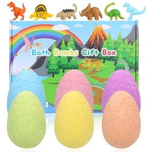 Badbommen voor Kinderen met Verrassing erin, 6 STKS Dino-ei Handgemaakte Natuurlijke Koolzuurhoudende Badbommen Dinosaurus Eenhoorn Speelgoed voor Meisjes Jongens Verjaardag Pasen Cadeauset