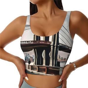 Brooklyn Bridge S Print Comfortabel Vrouwen Sport Vest Yoga Workout Vest voor Vrouwen Lichtgewicht Zomer, Zwart, S