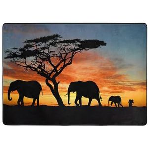 Afrikaanse olifant print groot tapijt, flanel mat, indoor vloer tapijt tapijt, voor nachtkastje eetkamer decor 203x148 cm
