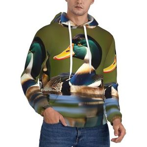 OAZCVBNN Twee Wilde Eenden Print Unisex Mode Hooded Pullover Casual Wear Voor Openluchtactiviteiten En Kamperen, Zwart, XS