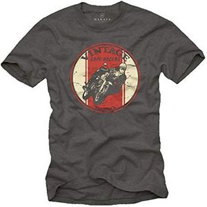 MAKAYA Vintage Biker T-Shirt - Motorrijder Cadeaus - Cafe Racer Motorfiets Accessoires Grijs L