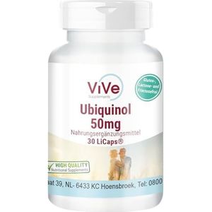 Ubiquinol 50 mg - Actieve vorm van co-enzym Q10-30 LiCaps® - hooggedoseerd - biologisch beschikbaar - antioxidant co-enzym Q10 - kwaliteit uit Duitsland - ViVe Supplements