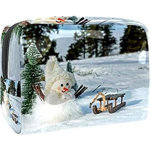 Make-uptas PVC toilettas met ritssluiting waterdichte cosmetische tas met winter kerst sneeuwsneeuwpoppen voor vrouwen en meisjes