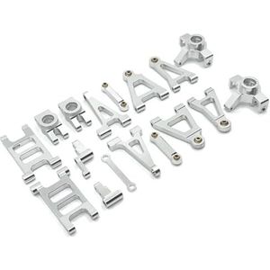 MANGRY Fit for MJX 14301 14302 Suspension Arm Steering Cup Link Staaf Stuurinrichting Accessoires Set 1/14 RC Auto Upgrade onderdelen Kit (Size : Silver)