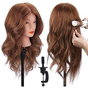 TopDirect - Oefenhoofd - Kappershoofd - 46 cm - Echt Haar - Inclusief Klemmen