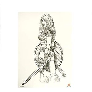 2 x krijger XL Tattoo in zwart - met zwaard en schild - tijdelijke body tattoo - TH688 (2)