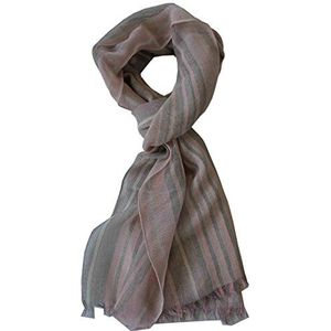 Rotfuchs Sjaal zomersjaal geweven sjaal strepen modieus roze grijs wit 100% wol (merino) R-129, roze, grijs, wit., 75 x 180 cm mit Fransen