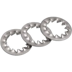 Ringen, vlakke ringen, Borgringen 50 stuks interne tanden getande borgring pakking, M3 tot M10 witte zink meertandige antislip stopring(M6)