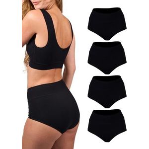 Basic Treasure 4 stuks buikweg-onderbroeken voor dames, high waist shapewear slips, figuurvormend ondergoed, korsetbroek, zwart, S