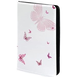Paspoorthouder, paspoorthoes, paspoortportemonnee, reisbenodigdheden bloemenmeisje met bloemenjurk paraplu vlinders roze, Meerkleurig, 11.5x16.5cm/4.5x6.5 in