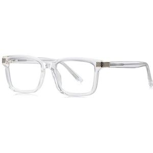 moomoobird Vierkante Bril voor Vrouwen Mannen Trendy TR90 Frame Acetaat Tempel Mode Bril Frame, transparant