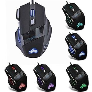 Szaerfa 5500DPI LED Optische USB Bedrade Gaming Muis 7 Knoppen Gamer Computer Muizen Zwart