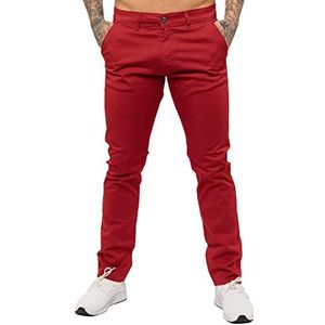 989Zé ENZO Skinny slim fit chino's stretch broek voor heren, Rood, 32W / 30L