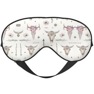 Ribal Bull Skull On White Eye Mask, Blackout Eye Mask Unisex, Slaap Oogbedekking met Verstelbare Bandjes, Reizen Oogmasker