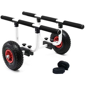 Wiltec verstelbare aluminium transport trolley tot 90 kg draagkracht, kano trolley met Ø 26 cm luchtbanden