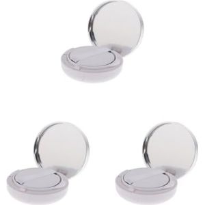 3 Set Lege Make-up Poeder Foundation Case Luchtkussen Puff BB Cream Container 15g Zilver