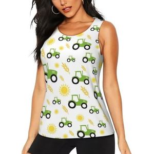 Jkkghll Tractor Landbouw Print Zomer Atletische Gym Activiteit Tank Tops Running Wandelen Casual Wear Blijf Koel Droog, Zwart, S