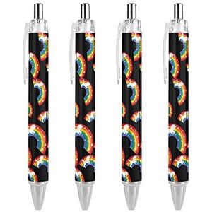 Regenboog Eenhoorn Custom Pennen Balpen Intrekbare 0.5mm Fijne Punt Zwarte Inkt Schrijven Pennen Voor Office Home 4 STKS