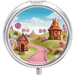 Candy Land Pillendoos Ronde Draagbare Kleine Pil Case Waterdichte Reizen Pillendoos Organizer voor Pocket Portemonnee en Dagelijks Gemak