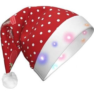 Xzeit LED Kerst Hoed Voor Volwassen Kerstman Hoed Rode polka dot egel Licht omhoog Kerstmuts Xmas Vakantie Party Supplies