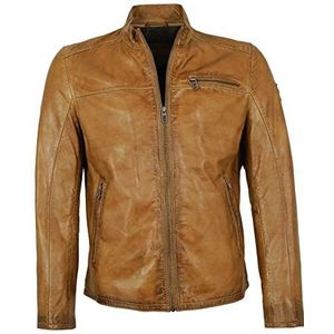 MILESTONE - Echt leren jas voor heren, lamsnappa, licht cognac, bruin, 56