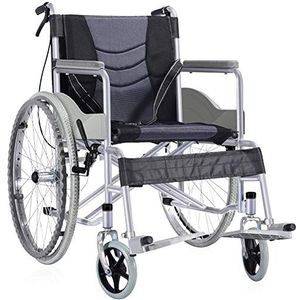 Rolstoel met lichtgewicht stalen frame, opvouwbare transportstoel is draagbaar, grote 24 inch achterwielen, 47 cm brede zitting, draagbaar