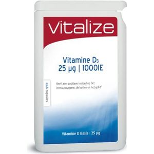 Vitalize Vitamine D Basis 25µg 365 capsules - Voor het behoud van sterke botten en tanden