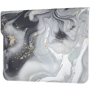 Grijze Marmeren Streep Print Lederen Laptop Sleeve Case Waterdichte Computer Cover Tas Voor Vrouwen Mannen