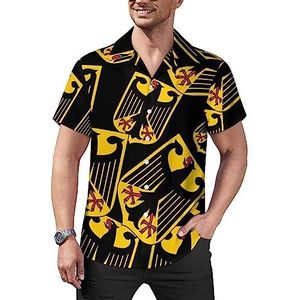Wapen van Duitsland casual overhemden met knopen voor heren, korte mouwen, Cubaanse kraag, T-shirts, tops, Hawaiiaans T-shirt, 4XL